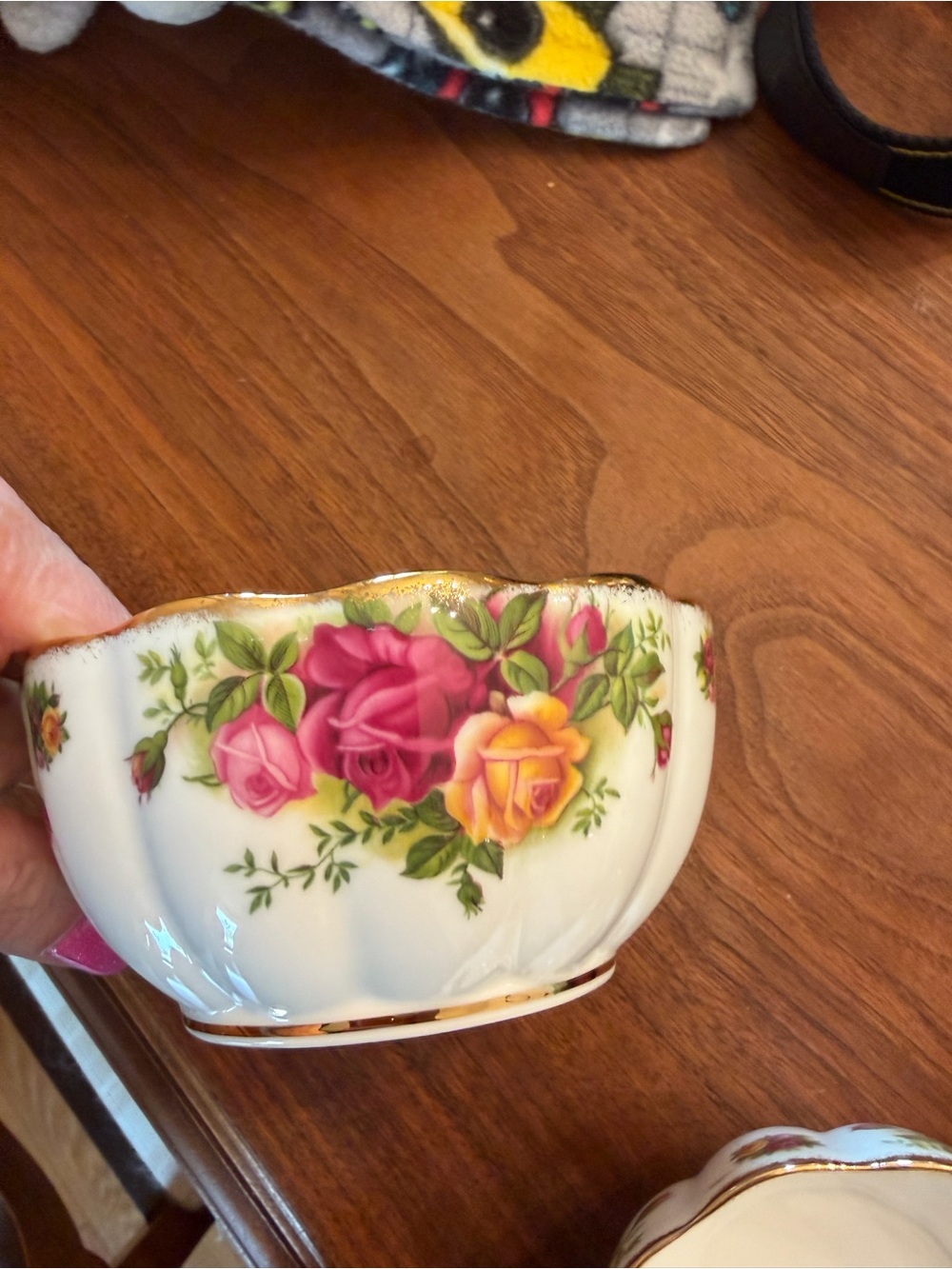Royal Albert Old Country Roses Sugar Bowl with Red and Yellow Roses